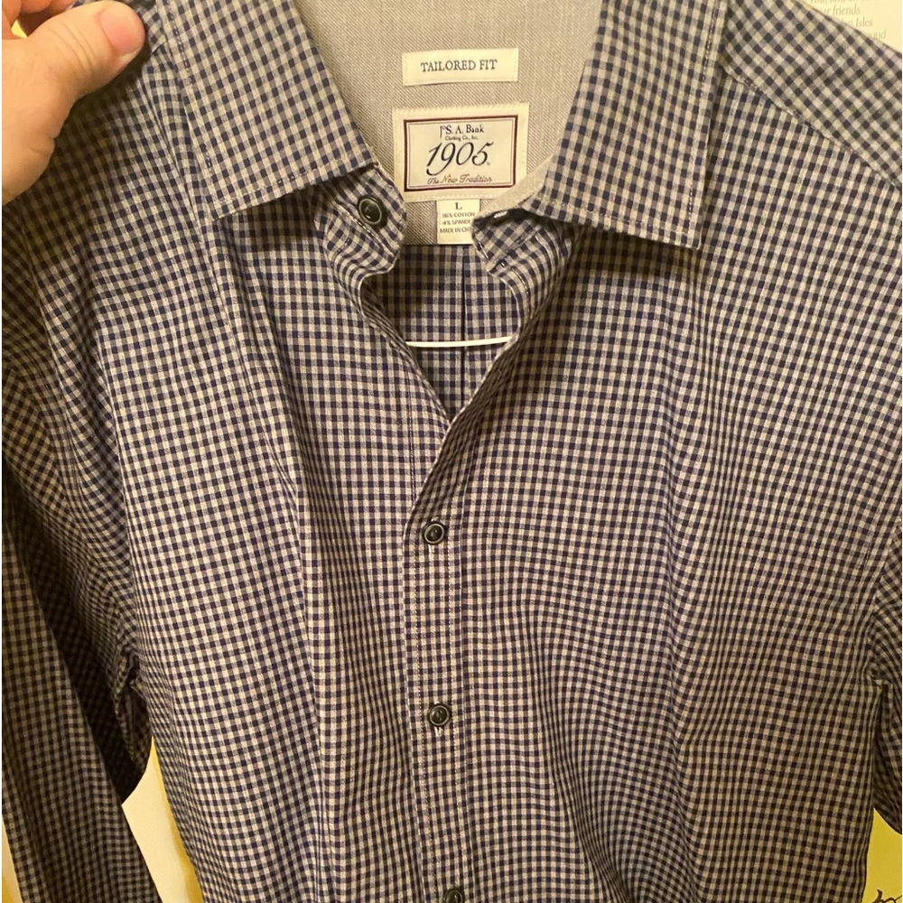 Men’s 1905 Jos. A. Banks tailored shirt, navy & grey size large